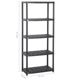 Storage Shelf 5-Tier Black 71x38x170 cm Plastic 147684