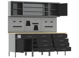 Work Cabinet 7 pcs Black and Grey Engineered Wood and Steel 3321448