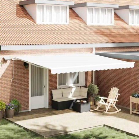 Retractable Awning with Manual White 450 x 300 cm Fabric 3330984
