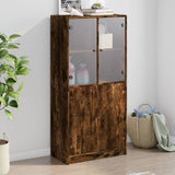 Highboard with Doors Smoked Oak 68x37x142 cm Engineered Wood 3295868