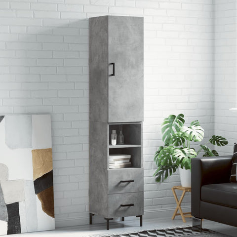 Highboard Concrete Grey 34.5x34x180 cm Engineered Wood 3198917