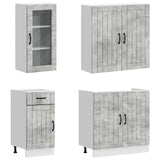 Kitchen Unit LUCCA 8 pcs Concrete Grey Engineered Wood 3438394