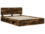 Bed Frame Smoked Oak 140 x 200 cm Solid Pine Wood 3412483