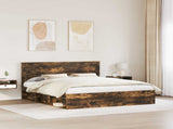 Bed Frame Smoked Oak 180 x 200 cm Solid Pine Wood 3410060