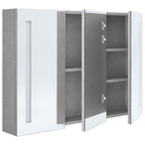 LED Bathroom Mirror Cabinet Concrete Grey 89x14x62 cm 326525