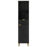 Bathroom Cabinet Black 38x33x160 cm Solid Wood Mango 4017670