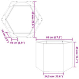 ZNTS Garden Planter White Hexagon 69x60x45 cm Steel 851123