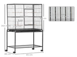 Large Bird Cage Budgie Cage with Stand, Storage Shelf, Wood Perch for Parrot Canary Parakeet T3398P376240