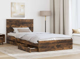 Bed Frame with Drawer Smoked Oak 90 x 200 cm Engineer Wood 3411156