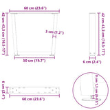 Coffee Table Legs V-Shape 2 pcs Anthracite 60x cm Steel 4012634