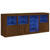 Sideboard with LED Lights Brown Oak 164x37x67 cm 3209057