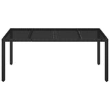 Garden Table with Glass Top Black 190x90x75 cm Poly Rattan 319903