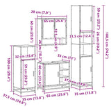 ZNTS 4 Piece Bathroom Furniture Set Smoked Oak Engineered Wood 3301237