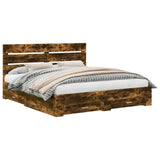 Bed Frame with Drawer Smoked Oak 180 x 200 cm Engineered Wood 3411947