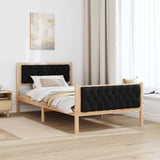 Bed Frame with Headboard Black 100 x 200 cm Solid Pine Wood 878421