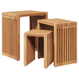 Garden Side Table 3 pcs Brown 33 x 44.5 x 51 cm Solid Teak Wood 42006351