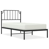 Metal Bed Frame without Mattress with Headboard Black 90x200cm 373880