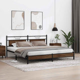 Metal Bed Frame without Mattress Brown Oak 193x201 cm 3325129