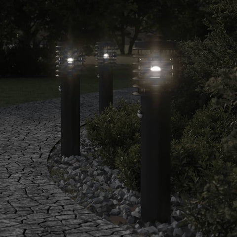 ZNTS Outdoor Floor Lamps with Sensors 3pcs Black 60 cm Stainless Steel 4006370