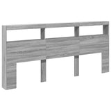 Headboard Cabinet with LED Grey Sonoma 220x17x102 cm 839229