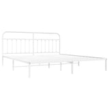 Bed Frame White Powder-Coated Steel Double Bed Frame 352634