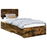 Bed Frame with Drawer Smoked Oak 100 x 200 cm Engineered Wood 3412413