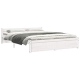 Bed Frame without Mattress White Solid Wood 150x200 cm King Size King Size 815050