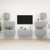 7 Piece TV Cabinet Set Concrete Grey Engineered Wood 3079132