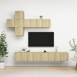 7 Piece TV Cabinet Set Sonoma Oak Engineered Wood 3079024