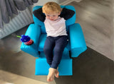 Kids Recliner Chair, PU Leather with Adjustable Backrest, Footrest, Padded Headrest, Blue T3398P348592