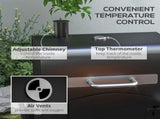Charcoal Barbecue Grill Trolley Garden Smoker with Shelves, Adjustable Height, Thermometer on Lid, T3398P318759