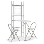 3 Piece Folding Dining Set with Storage Rack MDF and Steel White 284403