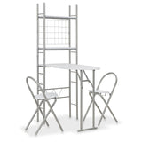 3 Piece Folding Dining Set with Storage Rack MDF and Steel White 284403