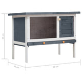 Outdoor Rabbit Hutch 1 Layer Grey Wood 170828