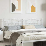 Headboard White Powder-Coated Steel Double Attractive Design 353526