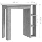 Bar Table with Shelf Concrete Grey 102x50x103.5 cm Engineered Wood 809462