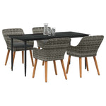 Garden Dining Set with Cushion 5 pcs Grey Poly Rattan 3261680
