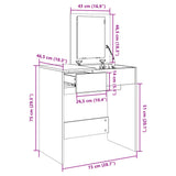 Dressing Table with Mirror Concrete Grey 73x46.5x120 cm 848223