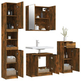4 Piece Bathroom Cabinet Set Smoked Oak Engineered Wood 3115889