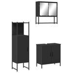 ZNTS 3 Piece Bathroom Furniture Set Black Engineered Wood 3214700