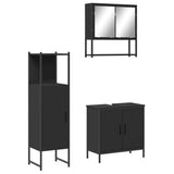 ZNTS 3 Piece Bathroom Furniture Set Black Engineered Wood 3214700