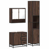 3 Piece Bathroom Furniture Set Brown Oak Engineered Wood 3301109