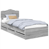 Bed Frame with Drawer Grey Sonoma 90 x 200 cm Engineer Wood 3413045