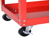 3-Tier Tool Trolley Cart Storage Shelf Roller Cabinet DIY Box Garage Workshop with Drawer Red T3398P344479