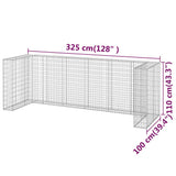 Gabion Wall for Garbage Bins Galvanised Steel 325x100x110 cm 151301