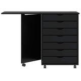 Rolling Cabinet with Desk MOSS Black Solid Wood Pine 4015790