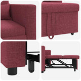 Pull out Sofa Bed Single Wine red 90 x 165 x 87 cm Fabric 42002687