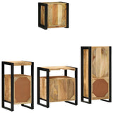 Bathroom Furniture Set 4 pcs Brown and Black Solid Mango Wood 3305638