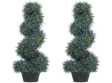 Artificial Lavender Topiary Tree Set of 2, UV Resistant Fake Plants in Pot for Indoor Outdoor Decor, T3398P551661