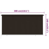 Outdoor Roller Blind 300x140 cm Brown HDPE 312975